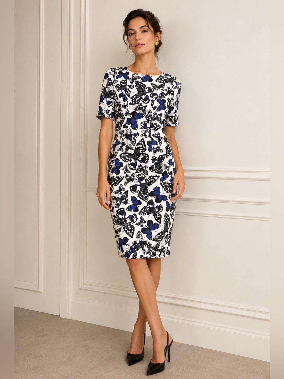 NWT Carolina Herrera Butterfly Print Shift Dress Size 2 Msrp $1490